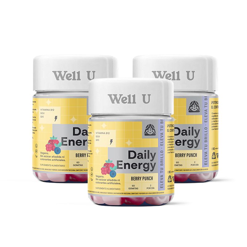 WELL U - PACK X 3 GOMITAS DAILY ENERGY VIT B12 GOJI Q10 60UN WELL U