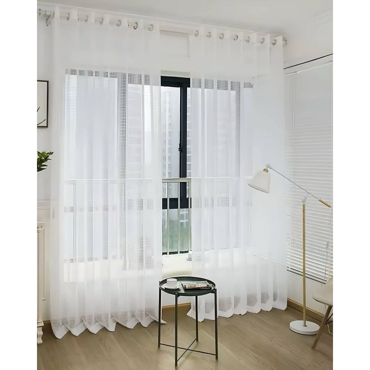 GENERICO - 2 panel de Cortina visillo transparente con textura 140x230cm S04