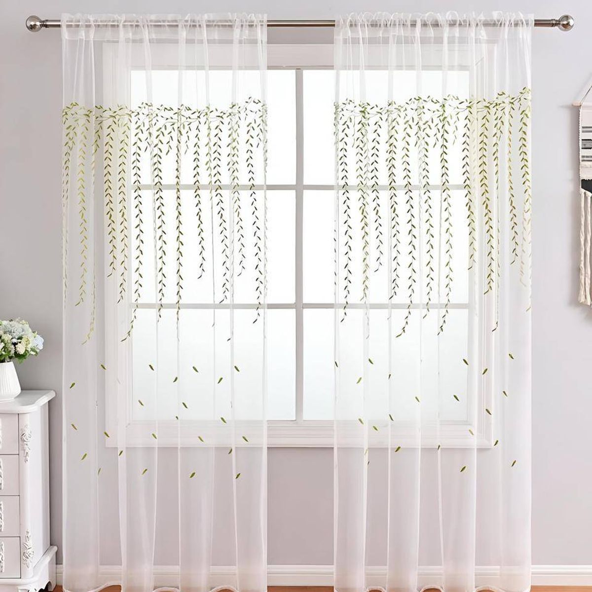 GENERICO - 2 panel de Cortina visillo transparente con textura 140x230cm TF07