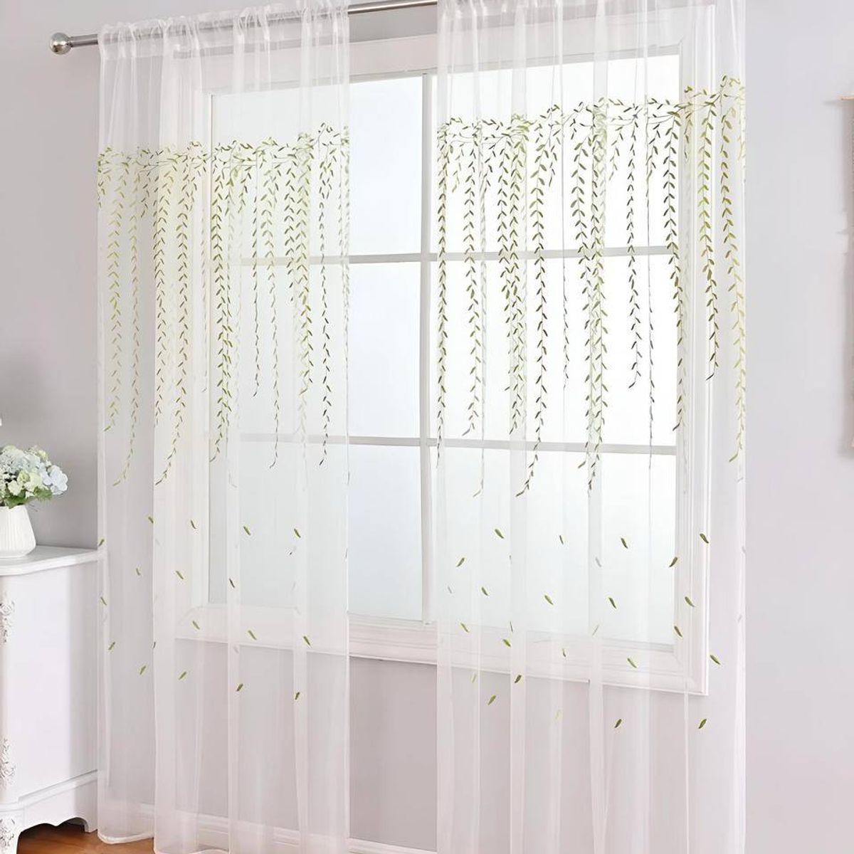 GENERICO - 2 panel de Cortina visillo transparente con textura 140x230cm TF07