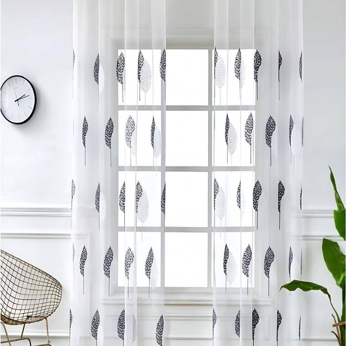 GENERICO - 2 panel de Cortina visillo transparente con textura 140x230cm TF08