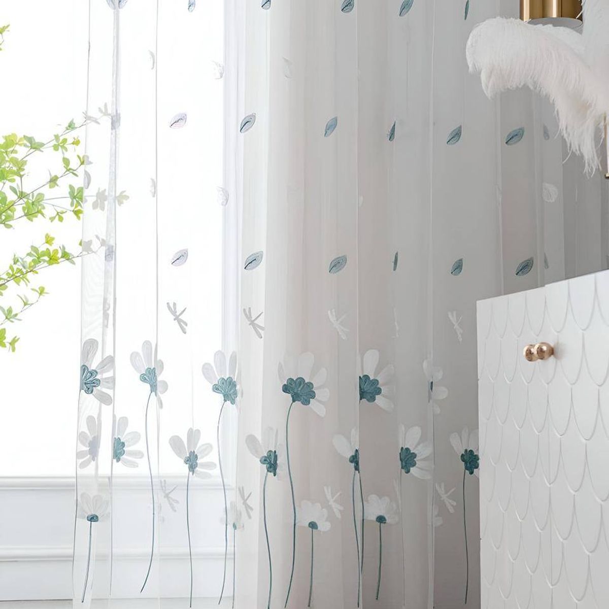 GENERICO - 2 panel de Cortina visillo transparente con textura 140x230cm TF11