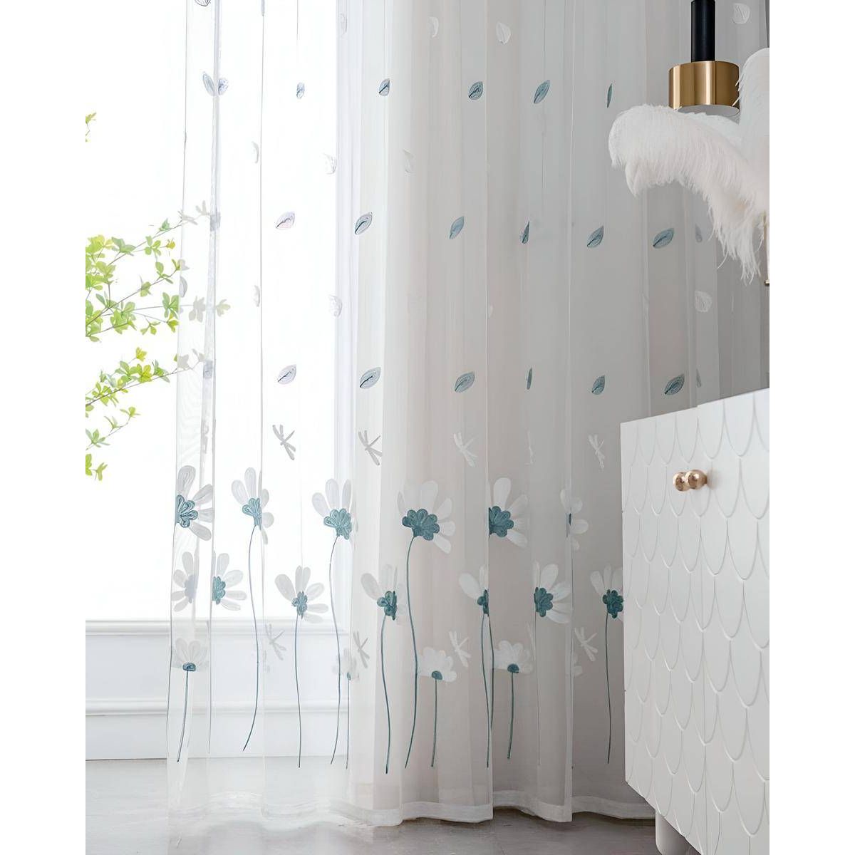 GENERICO - 2 panel de Cortina visillo transparente con textura 140x230cm TF11