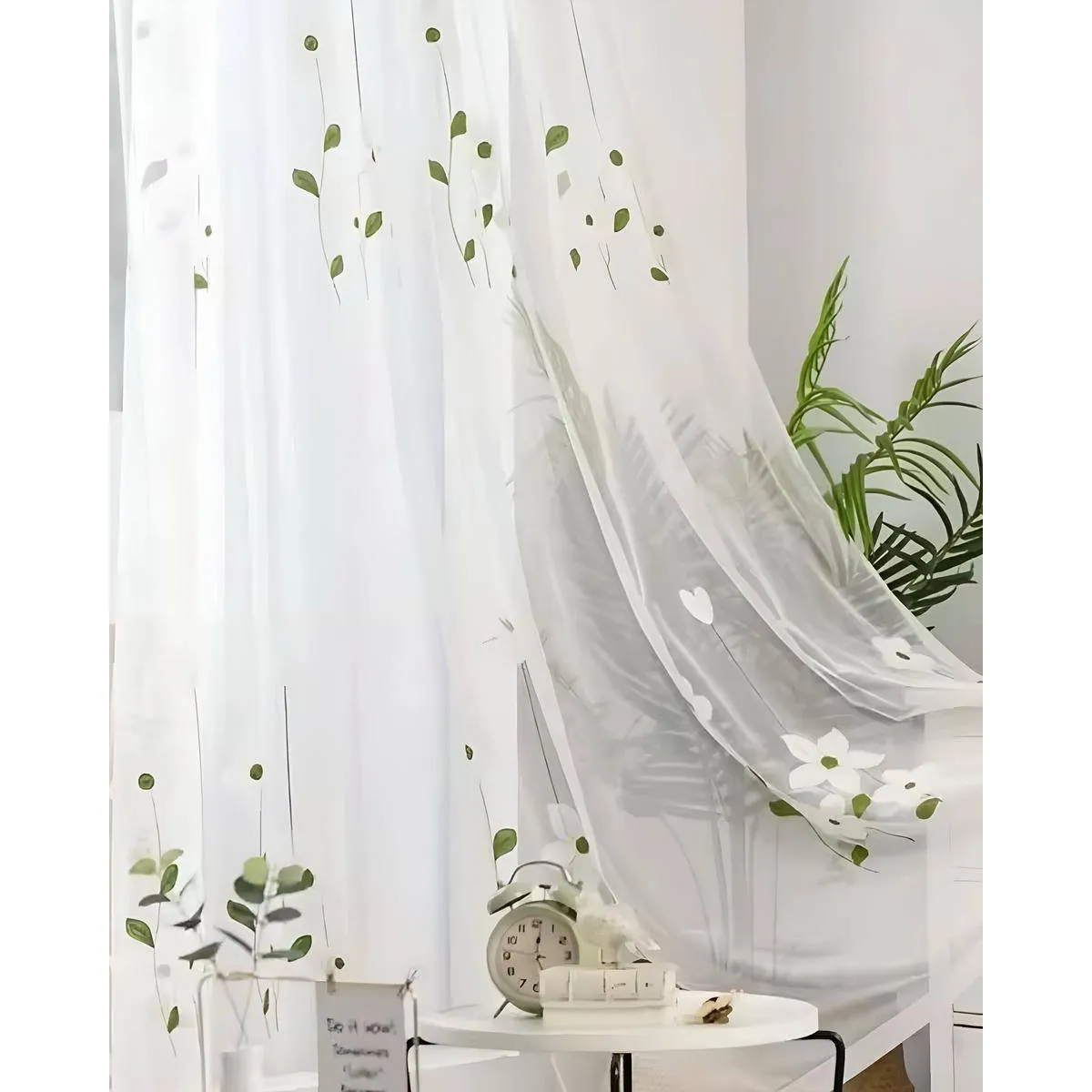 GENERICO - 2 panel de Cortina visillo transparente con textura 140x230cm TF15