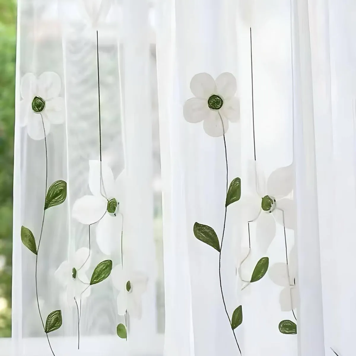 GENERICO - 2 panel de Cortina visillo transparente con textura 140x230cm TF15