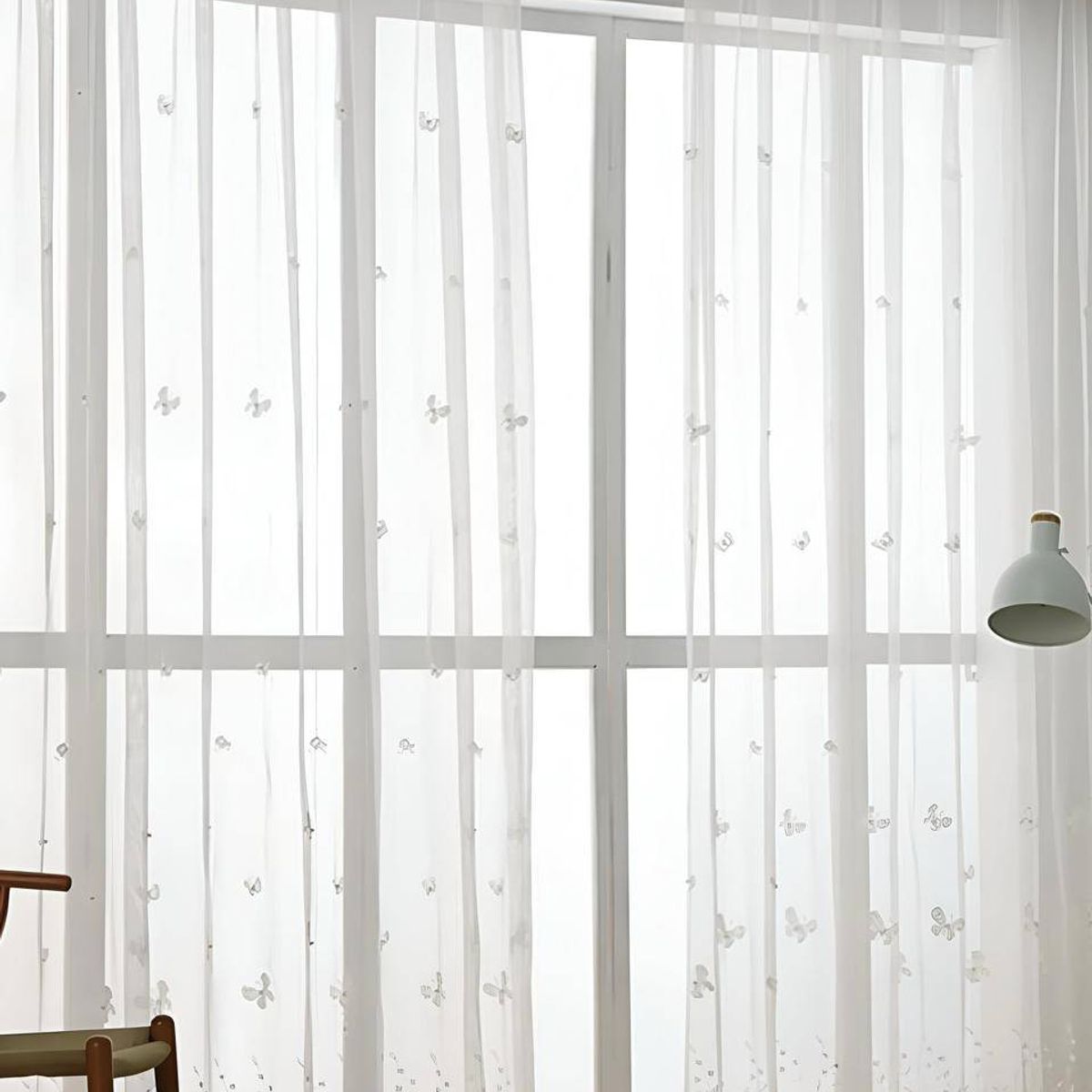 GENERICO - 2 panel de Cortina visillo transparente con textura 140x230cm TF17