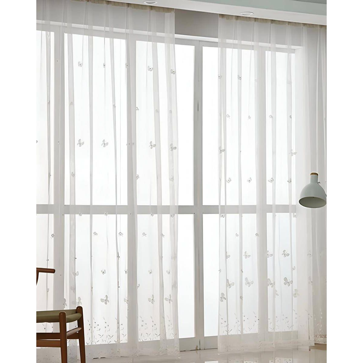 GENERICO - 2 panel de Cortina visillo transparente con textura 140x230cm TF17