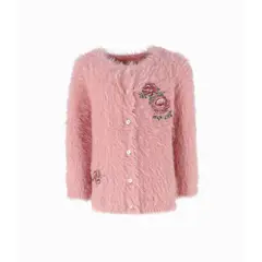 LIMONADA - Chaleco niña con flores bordadas palo rosa