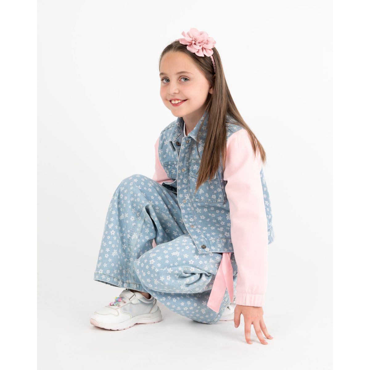 4KIDS - Chaqueta niña floreada celeste 4 Kids