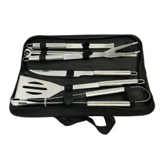 GENERICO - Set - Pack Parrillero de 9 piezas Acero Inoxidable