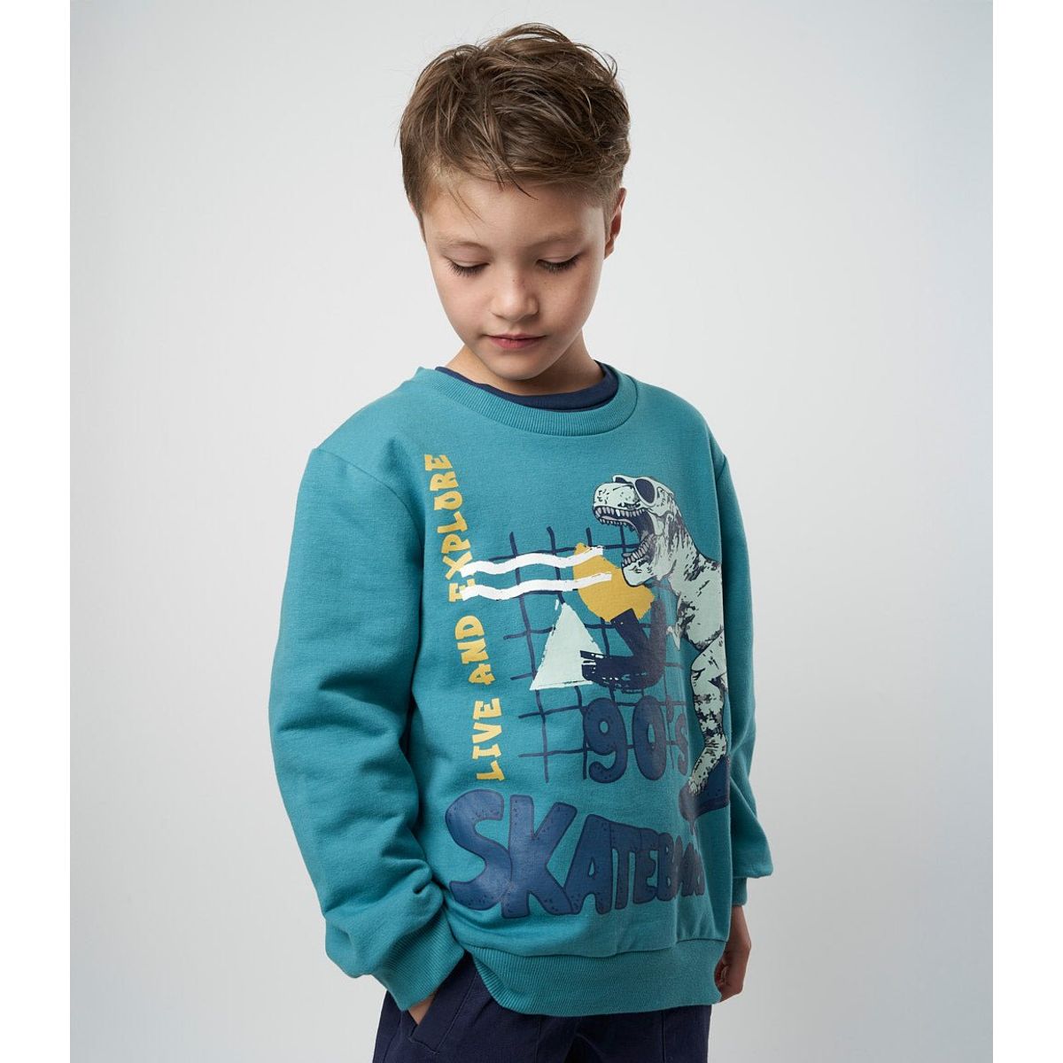 4KIDS - Polerón niño con dinosaurios petróleo 4 Kids