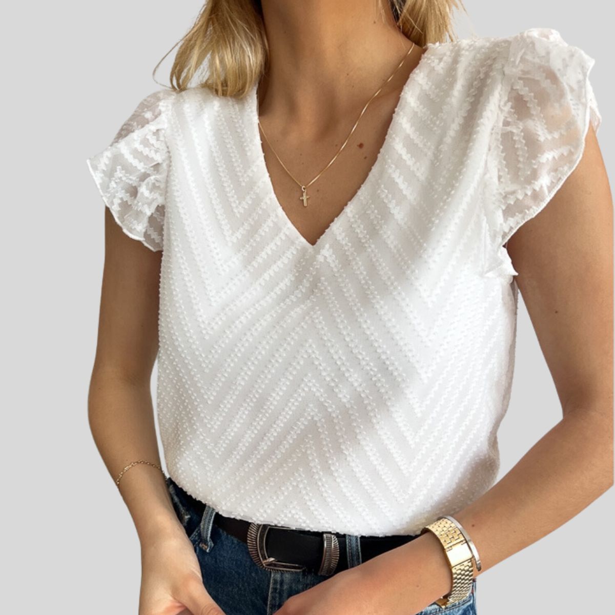 ARRAKASTA - Top de gasa escote V