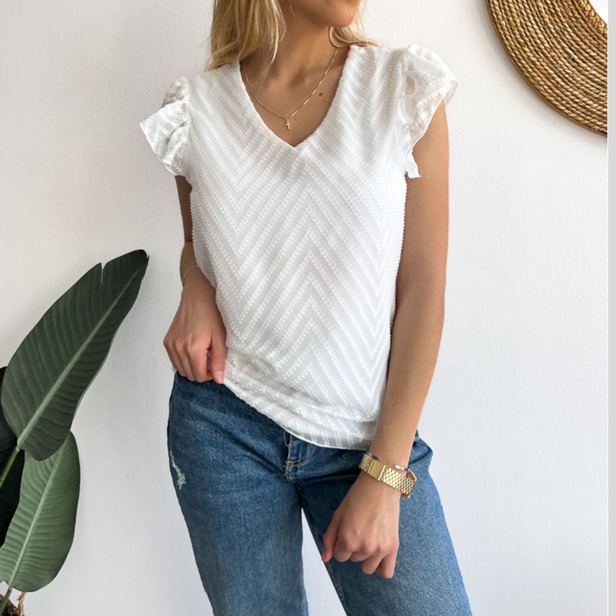 ARRAKASTA - Top de gasa escote V