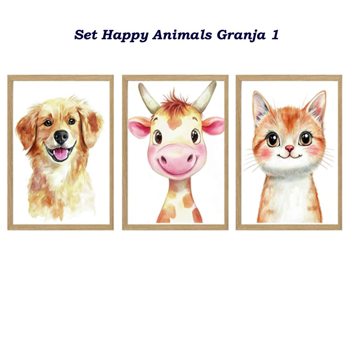 DECORACION CREATIVA - Set Cuadro Infantil niño - Happy Animals Granja 1
