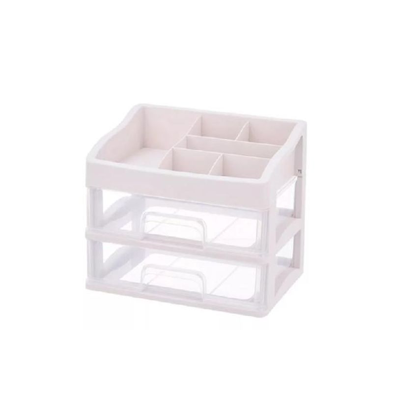 GENERICO - Organizador cosméticos 2 cajones para maquillaje color transparente