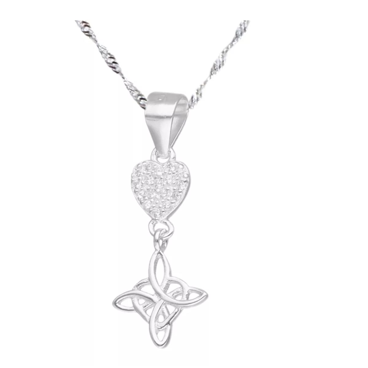 GENERICO - Collar Nudo De Brujas Corazón Plata 925 Circones Protección