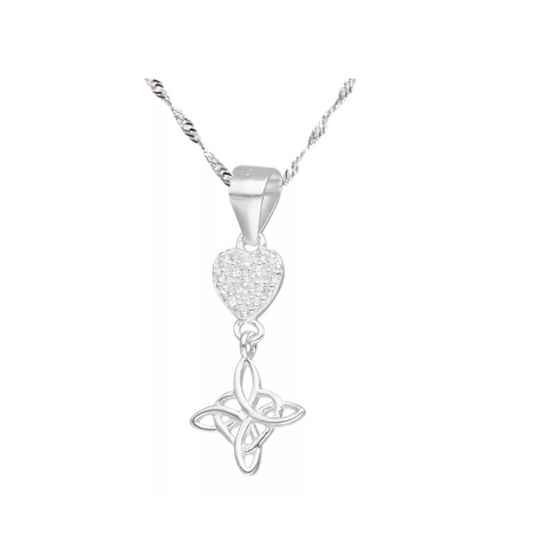 GENERICO - Collar Nudo De Brujas Corazón Plata 925 Circones Protección