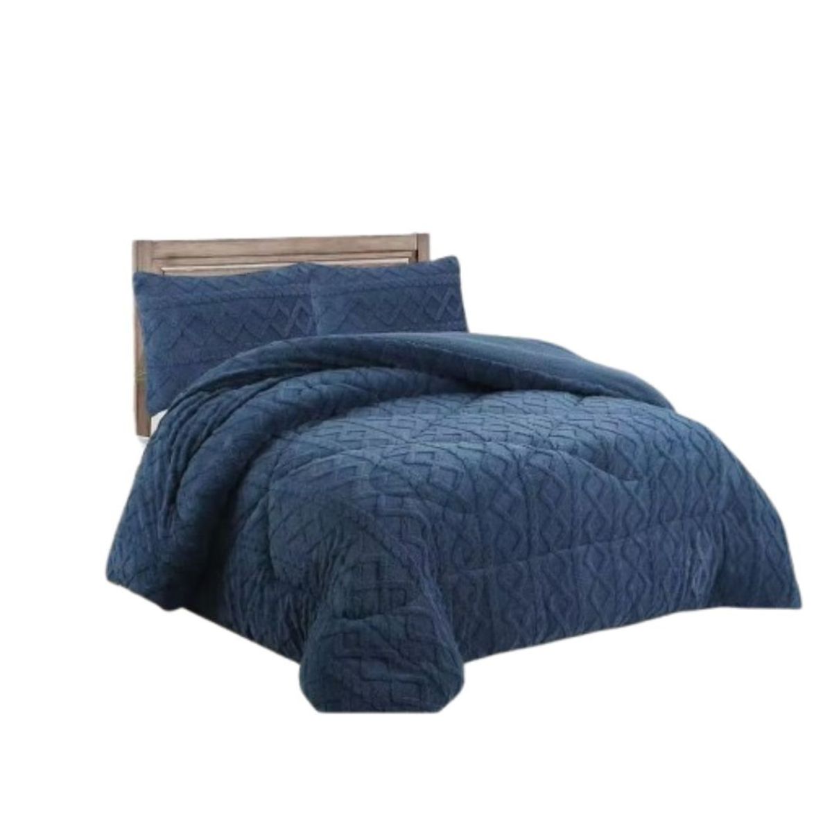 GENERICO - Cobertor Chiporro Texturizado Trenzado 15 Plazas - Azul Petróleo 01