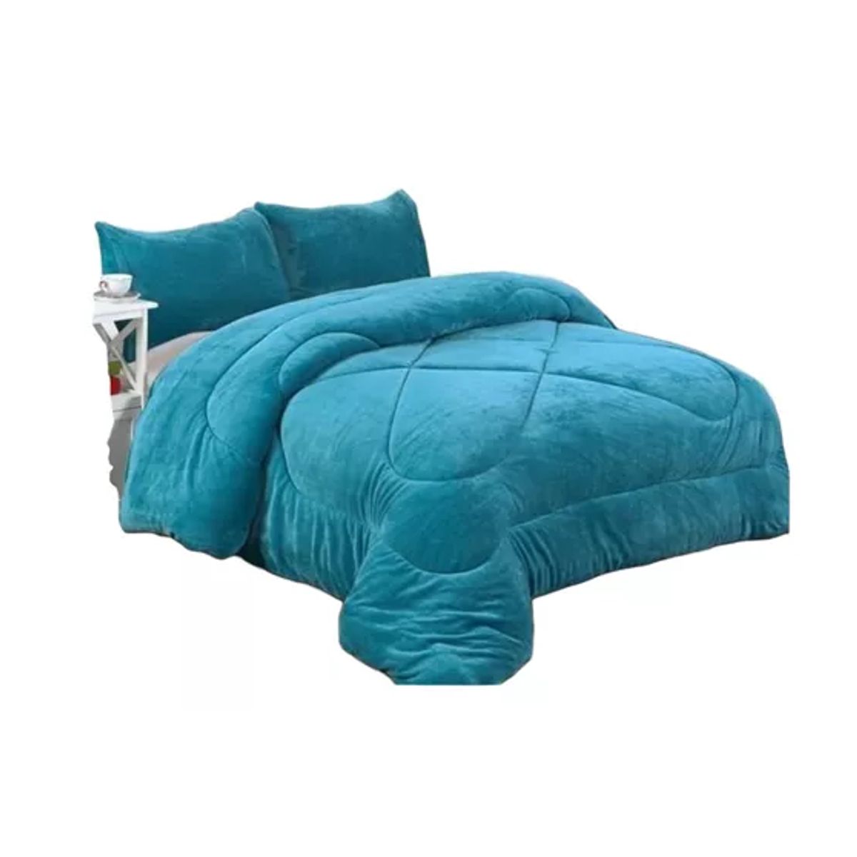 GENERICO - Cobertor Cubrecamas King Chiporro Liso Turquesa