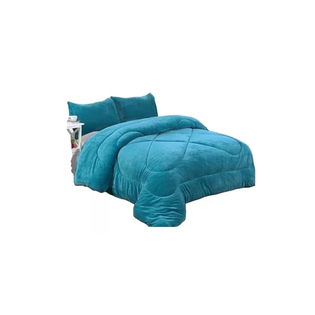 GENERICO - Cobertor Cubrecamas King Chiporro Liso Turquesa