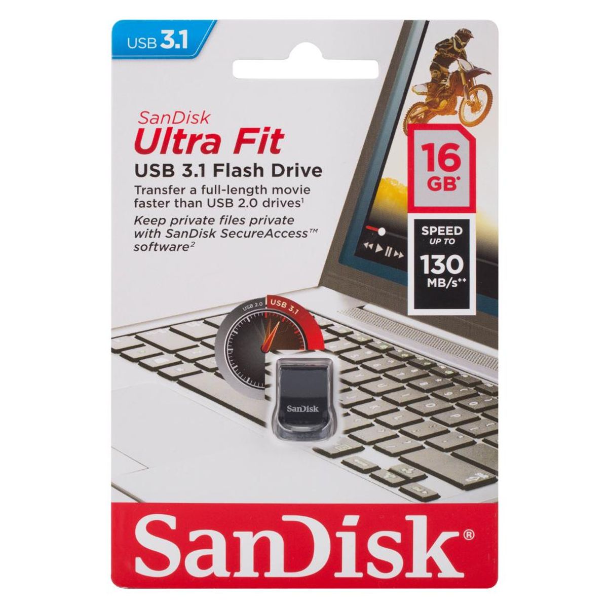 SANDISK - PENDRIVE SANDISK ULTRA FIT 16GB 3.1 GEN 1 NEGRO