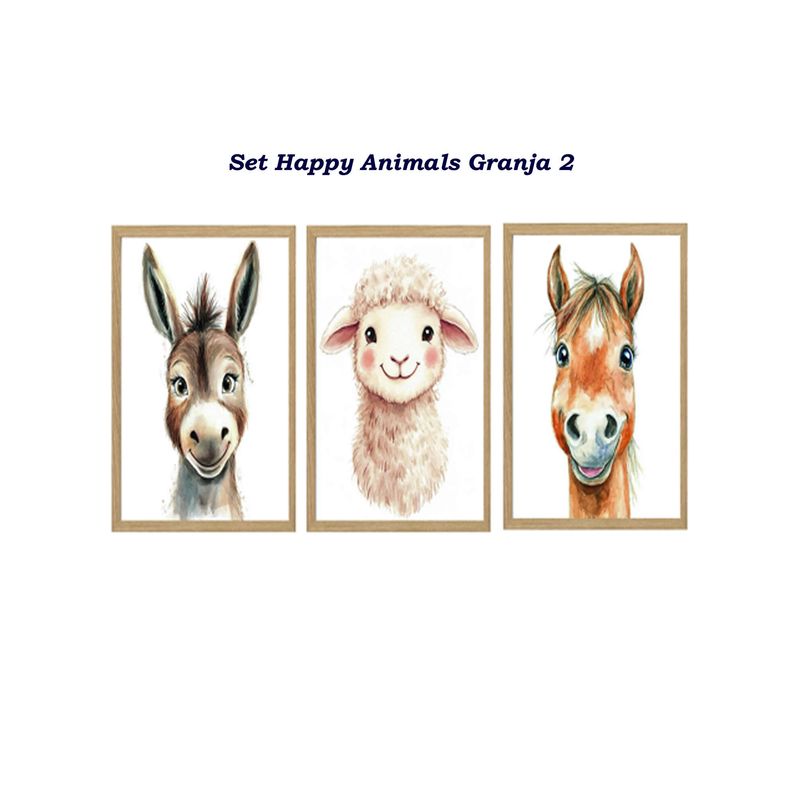 DECORACION CREATIVA - Set Cuadro Infantil niño - Happy Animals Granja 2