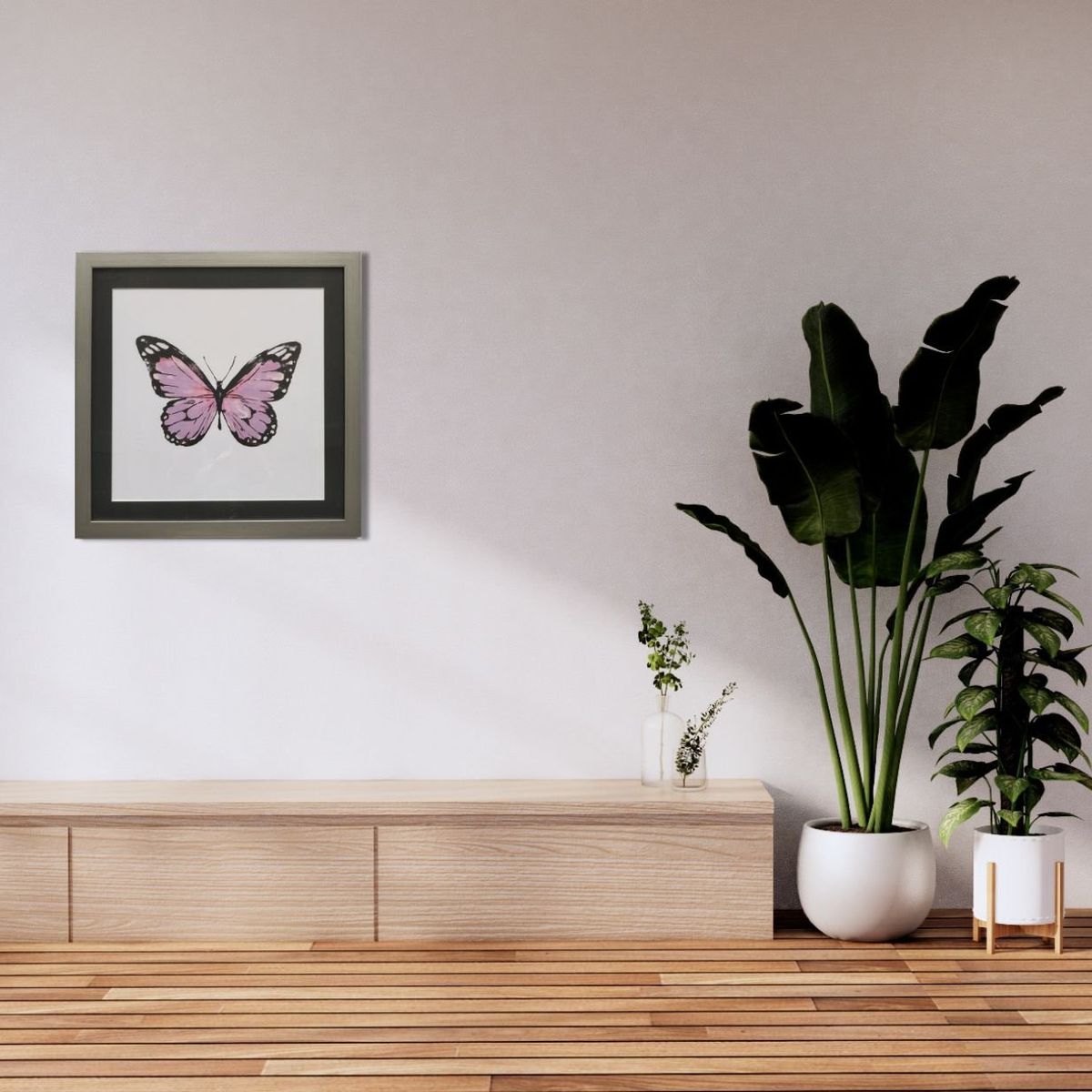 RONDA - Cuadro Lamina Mariposa Rosada Clara 50x50 cm