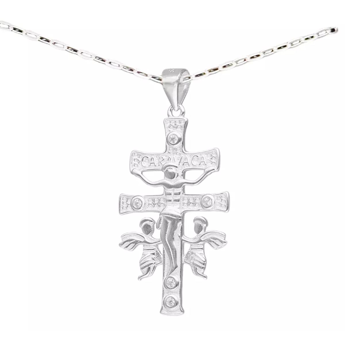 GENERICO - Collar Cruz De Caravaca Jesús Plata 925 Talismán Protección