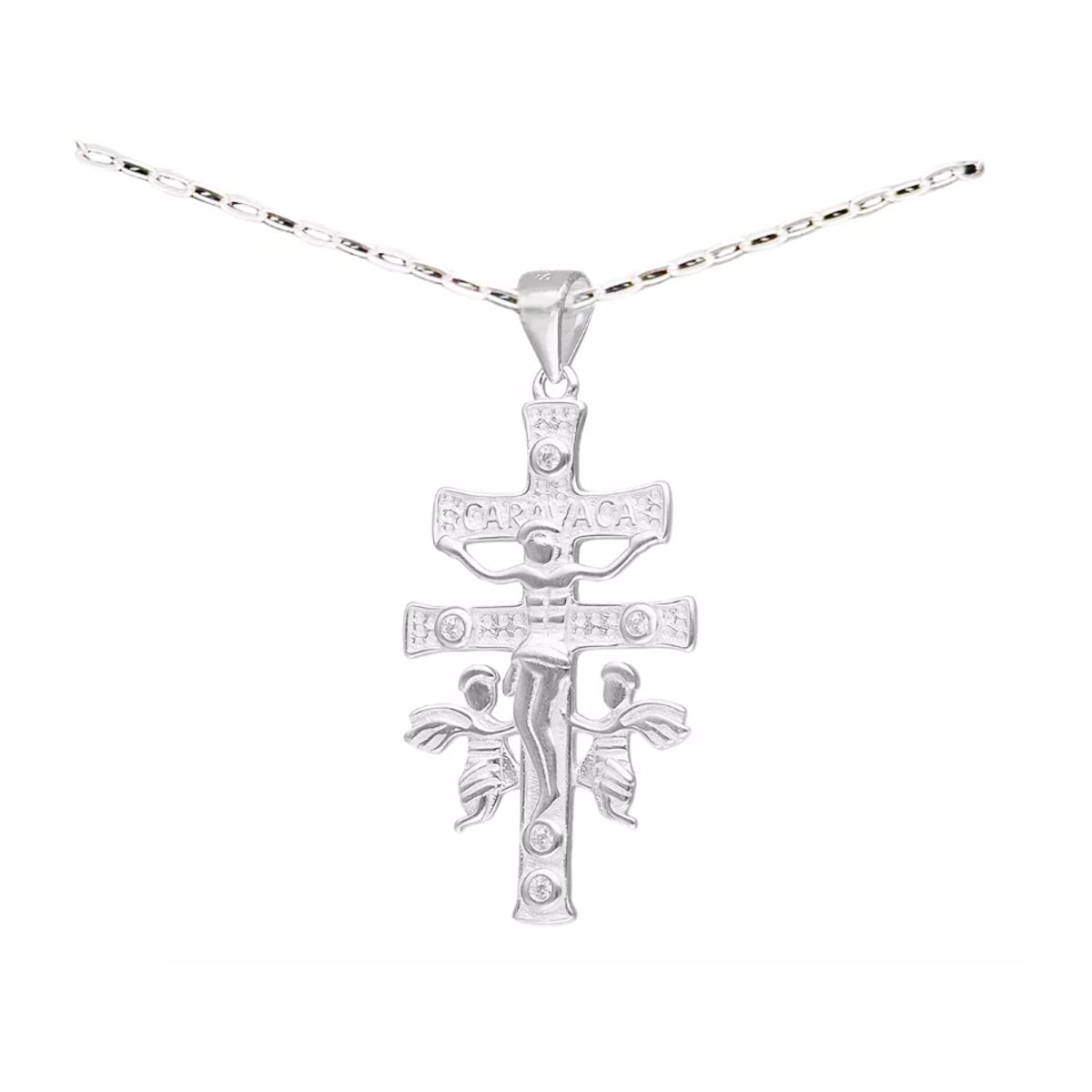 GENERICO - Collar Cruz De Caravaca Jesús Plata 925 Talismán Protección