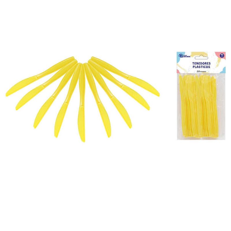 GENERICO - Pack 12 Cuchillos Plástico Amarillo