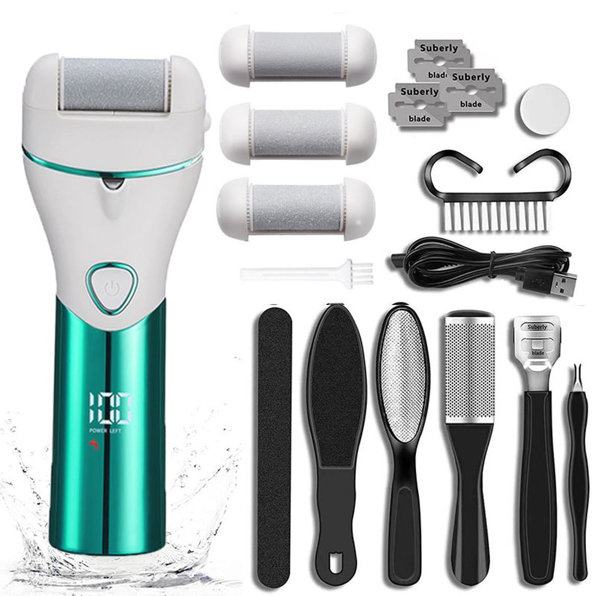 PUREPOWER - Eliminador de callos recargable Con kit de pedicura Para piel muerta