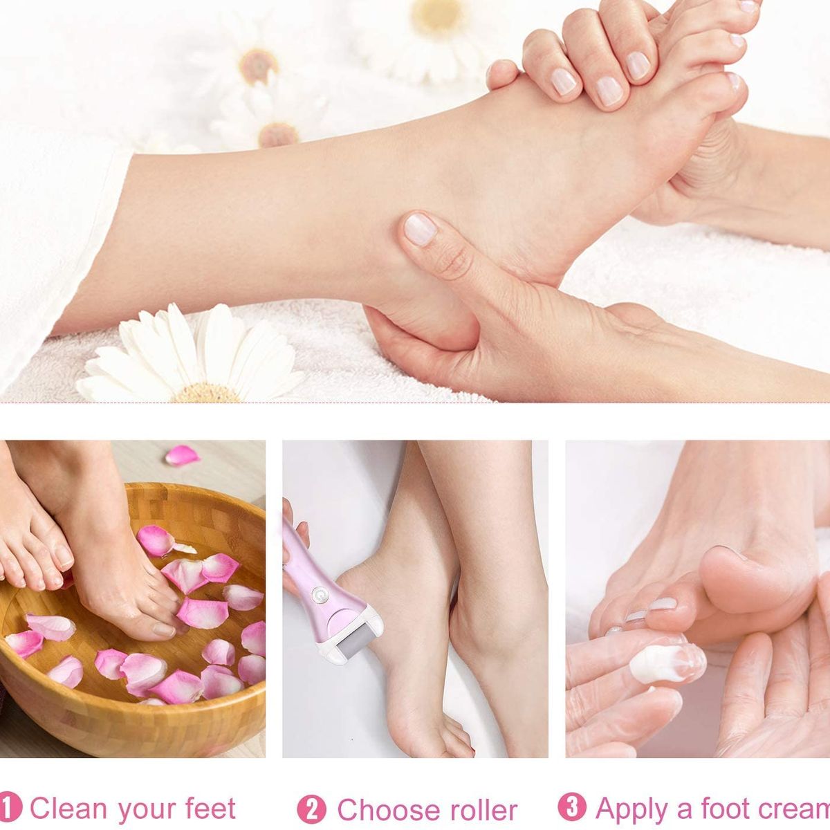 PUREPOWER - Lima para pie eléctrica con removedor de callos - Negro