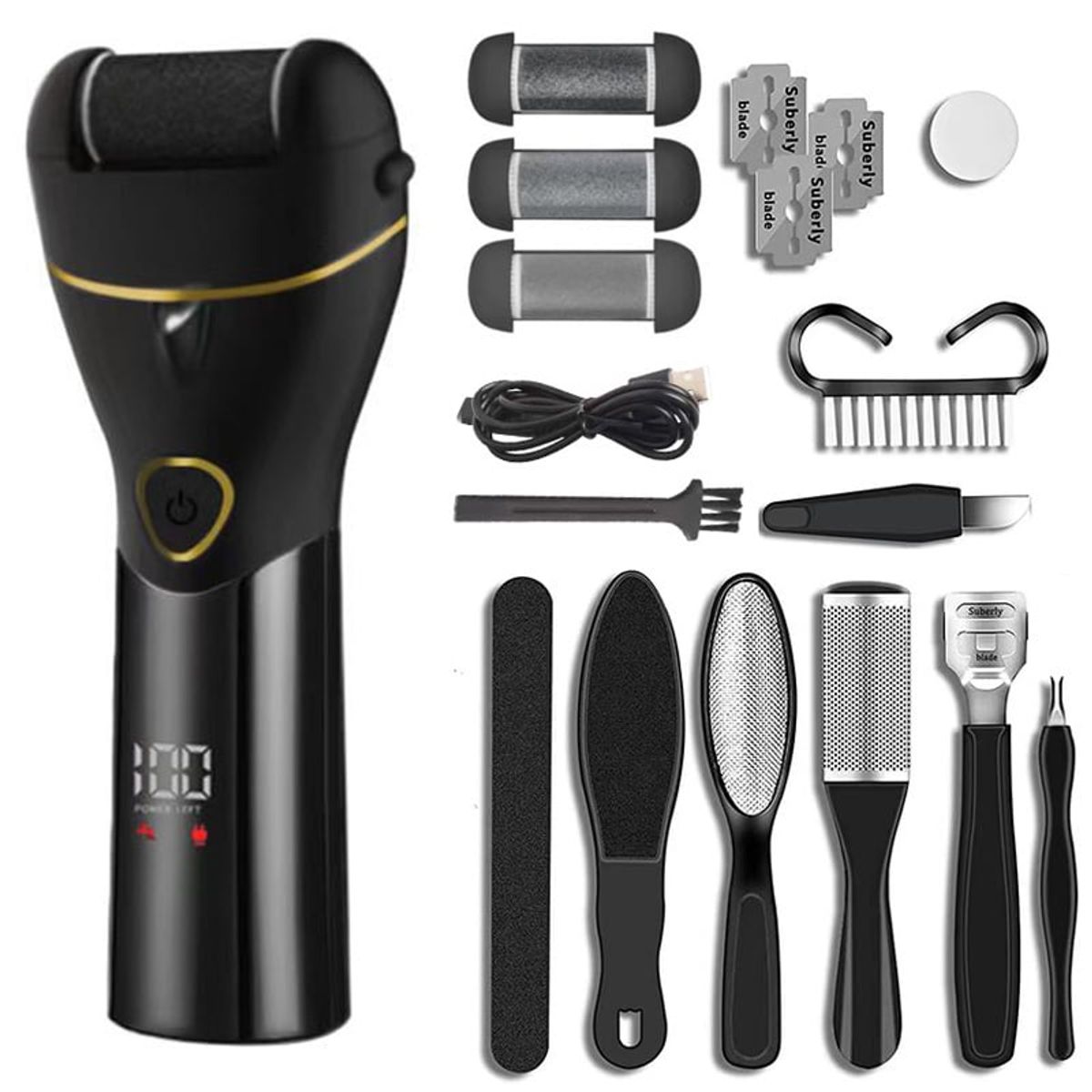 PUREPOWER - Eliminador de callos recargable Con kit de pedicura Para piel muerta