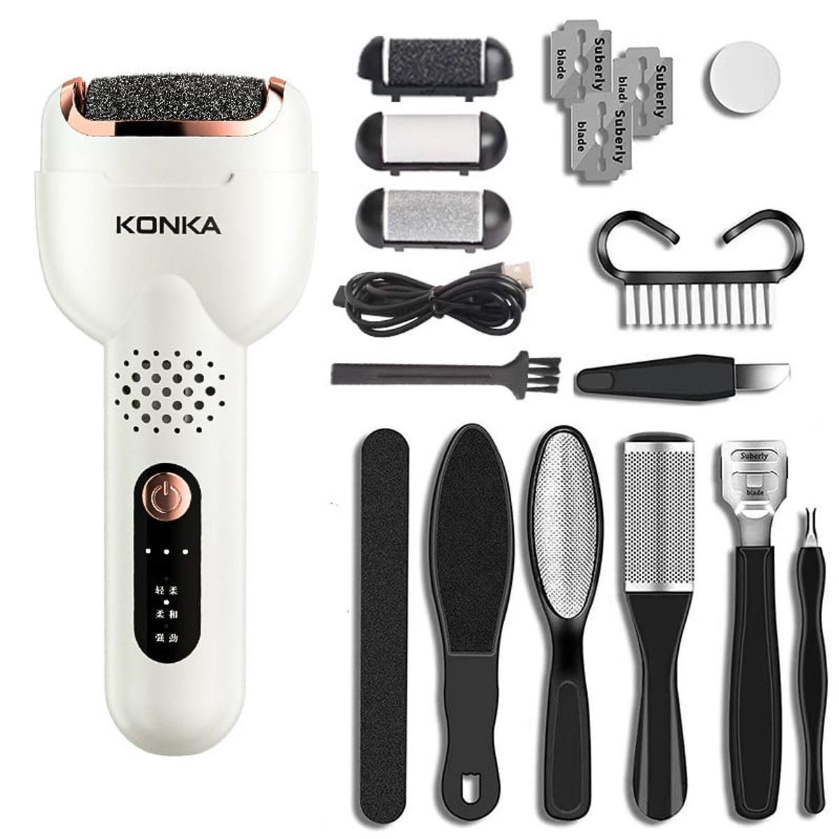 PUREPOWER - Eliminador de callos recargable Con kit de pedicura Para piel muerta