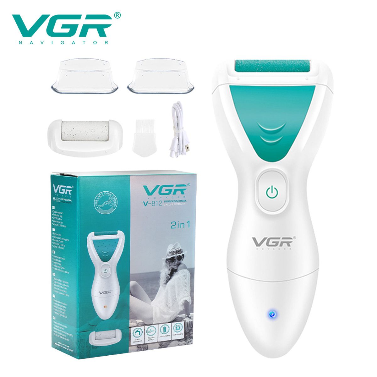 PUREPOWER - Eliminador de callos recargable Con kit de pedicura Para piel muerta