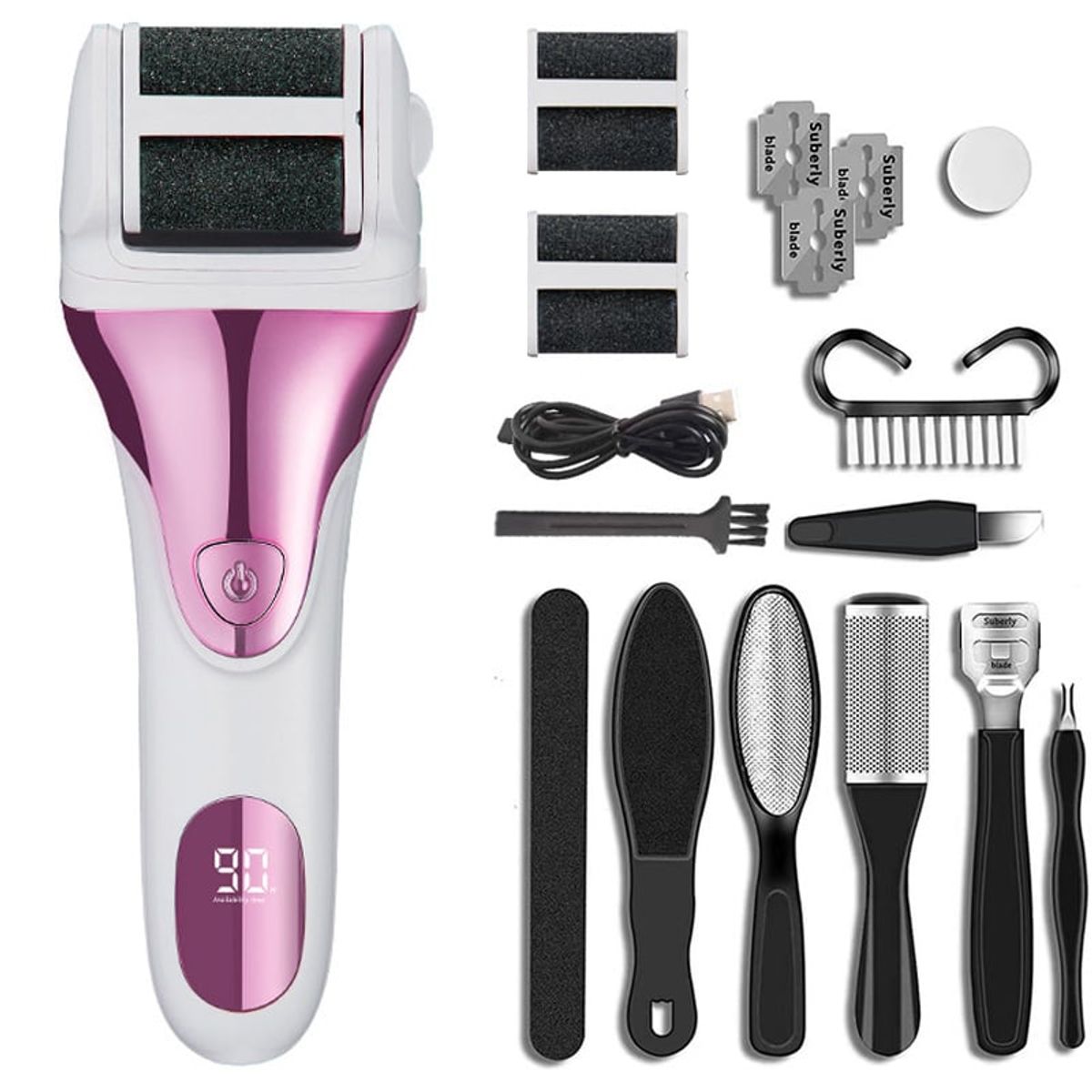 PUREPOWER - Lima para pie eléctrica con removedor de callos - Rosado