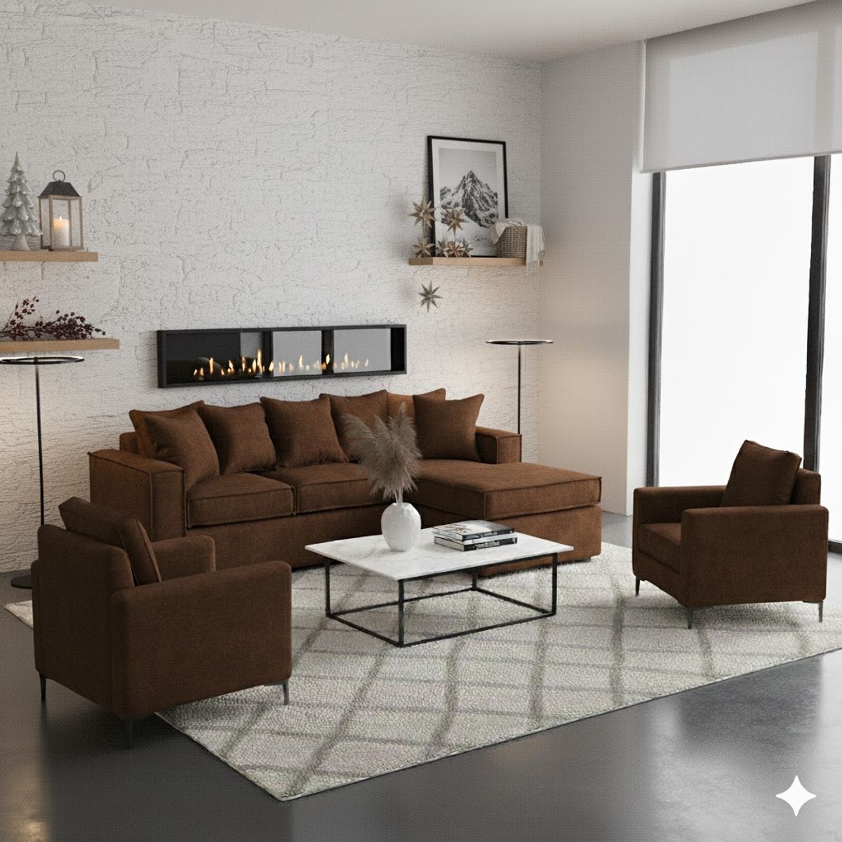 SITIAL HOME - Living 311 Lehmann Cafe Seccional + 2 Poltronas con Resortes f comfort