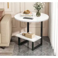 GENERICO - Mesa De Centro Redondo De Fierro Y Madera Living Vanguardia