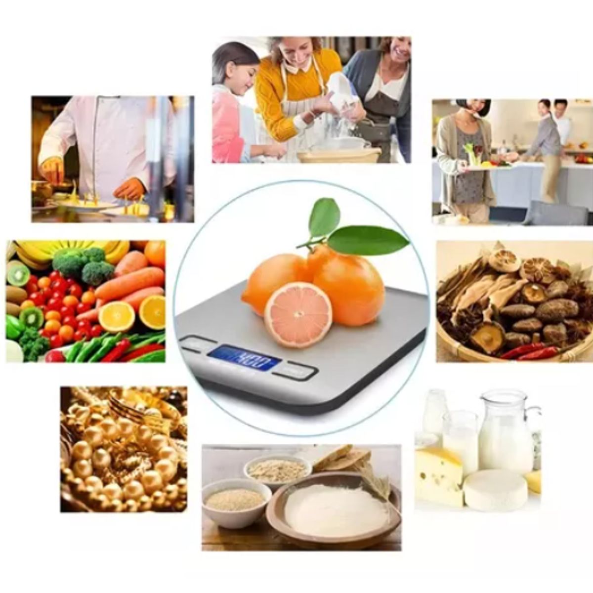 GENERICO - Báscula De Cocina Digital Báscula De Alimentos Para Horne Color Plateado 10KG