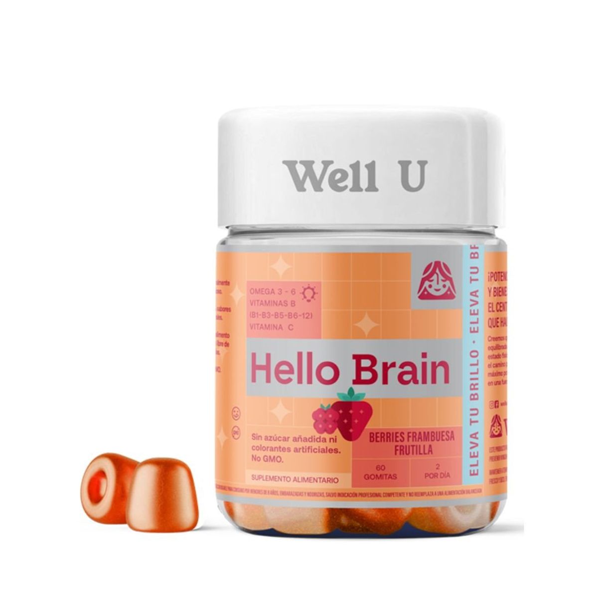 WELL U - GOMITAS OMEGA 3 Y 6 VITAMINA B Y C HELLO BRAIN 60UN WELL U