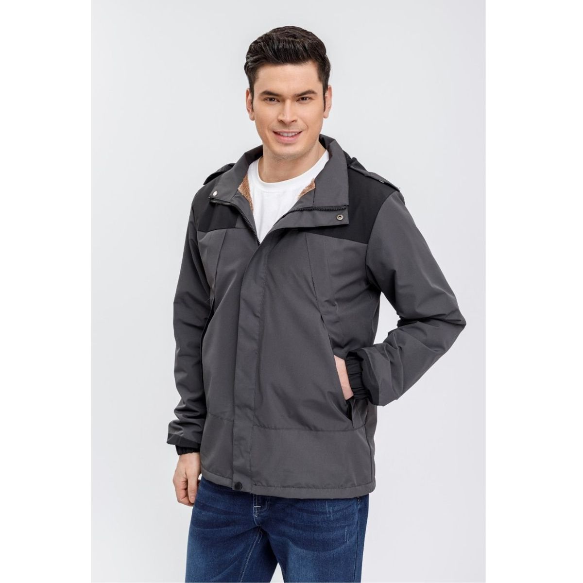 LIKE SHOP - Chaqueta Hombre Impermeable Forro Interior Piel Capucha 0001