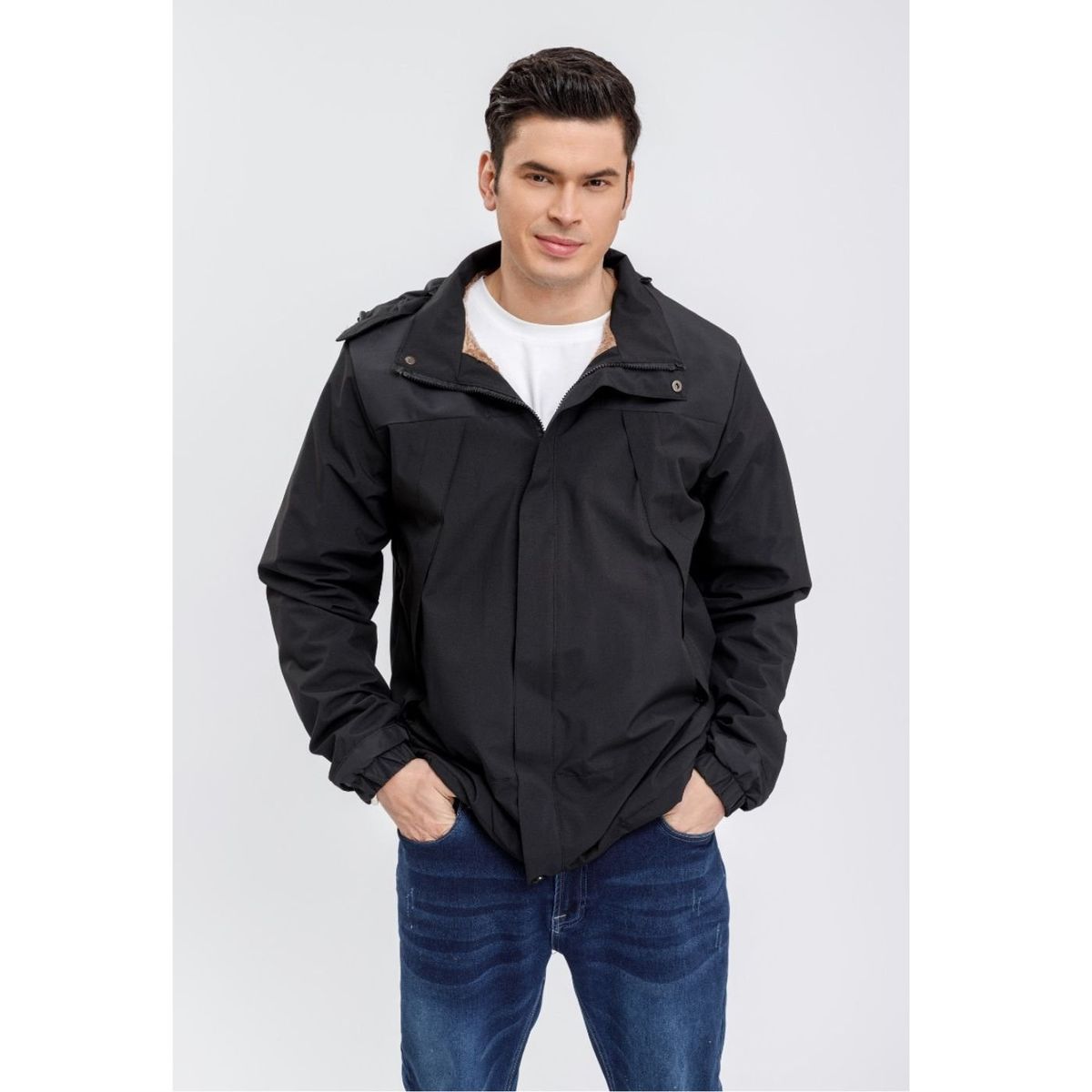 LIKE SHOP - Chaqueta Hombre Impermeable Forro Interior Piel Capucha 0001
