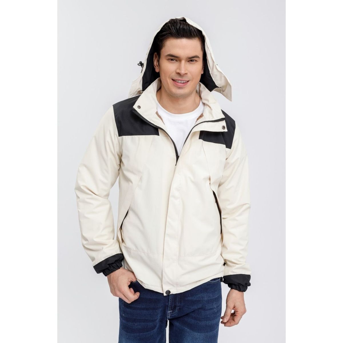 LIKE SHOP - Chaqueta Hombre Impermeable Forro Interior Piel Capucha 0001