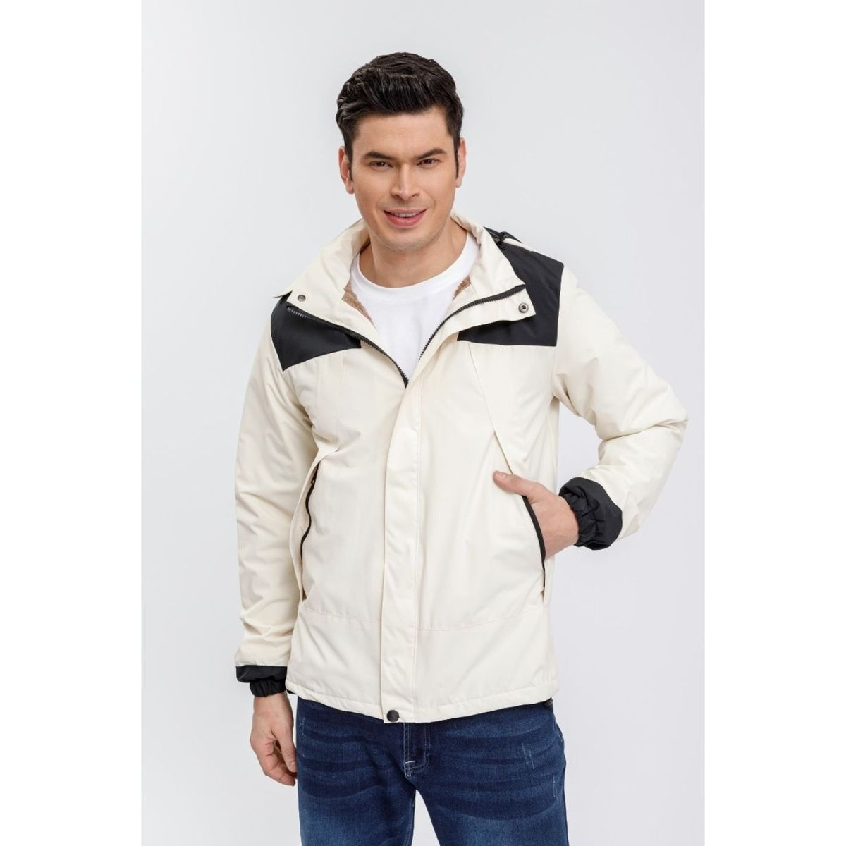 LIKE SHOP - Chaqueta Hombre Impermeable Forro Interior Piel Capucha 0001