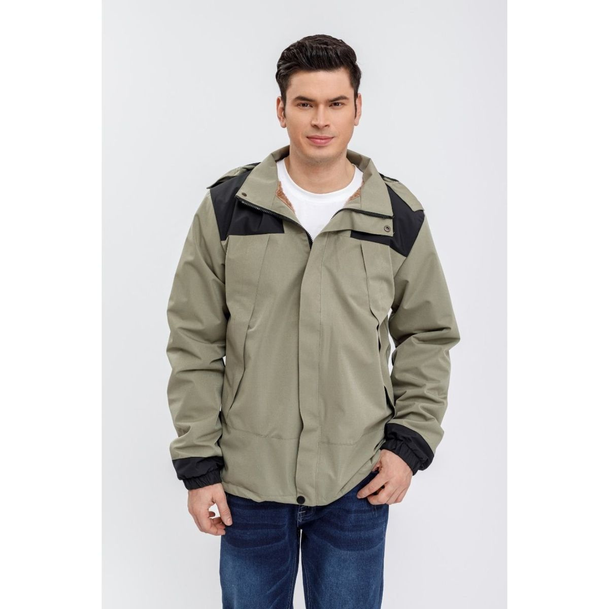 LIKE SHOP - Chaqueta Hombre Impermeable Forro Interior Piel Capucha 0001