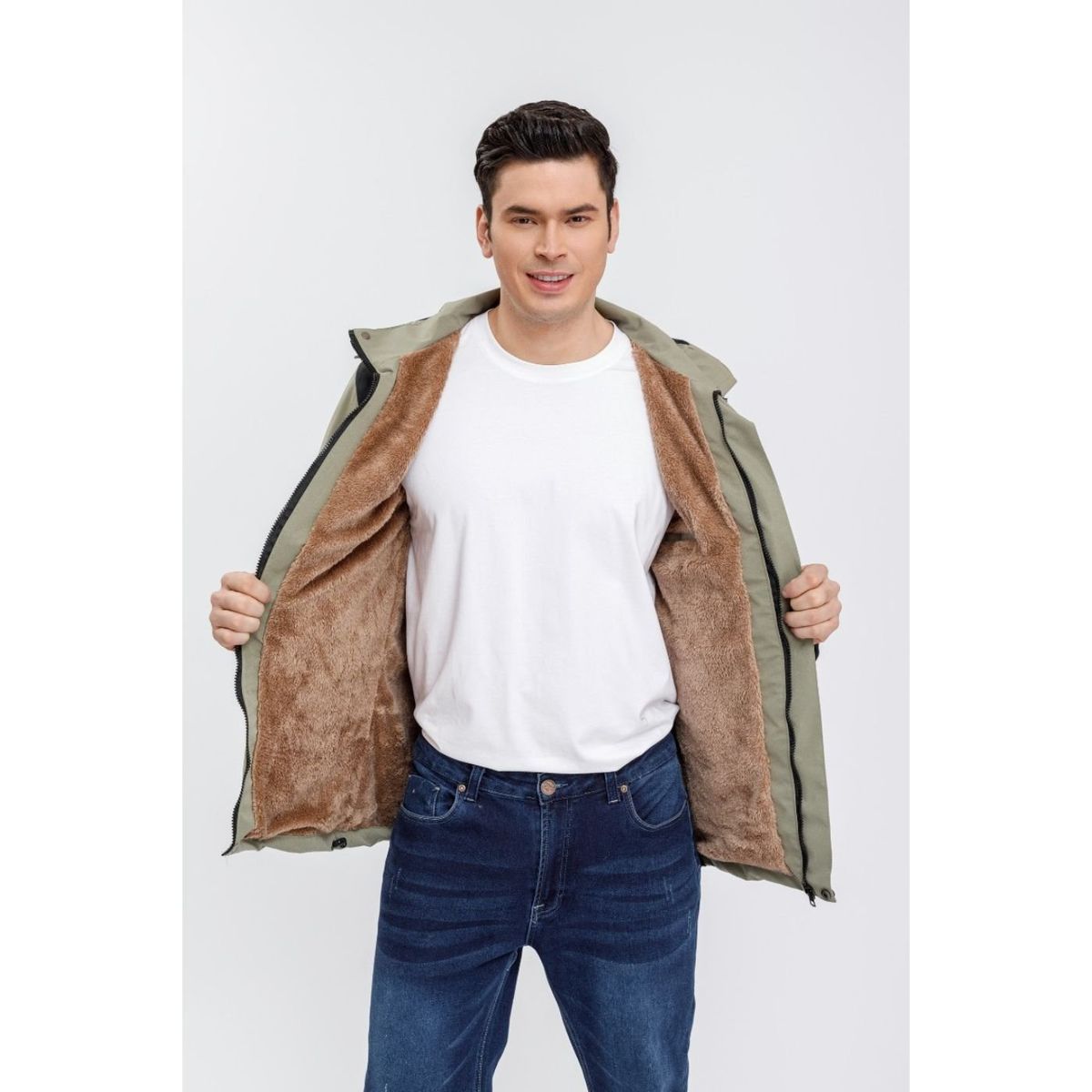 LIKE SHOP - Chaqueta Hombre Impermeable Forro Interior Piel Capucha 0001