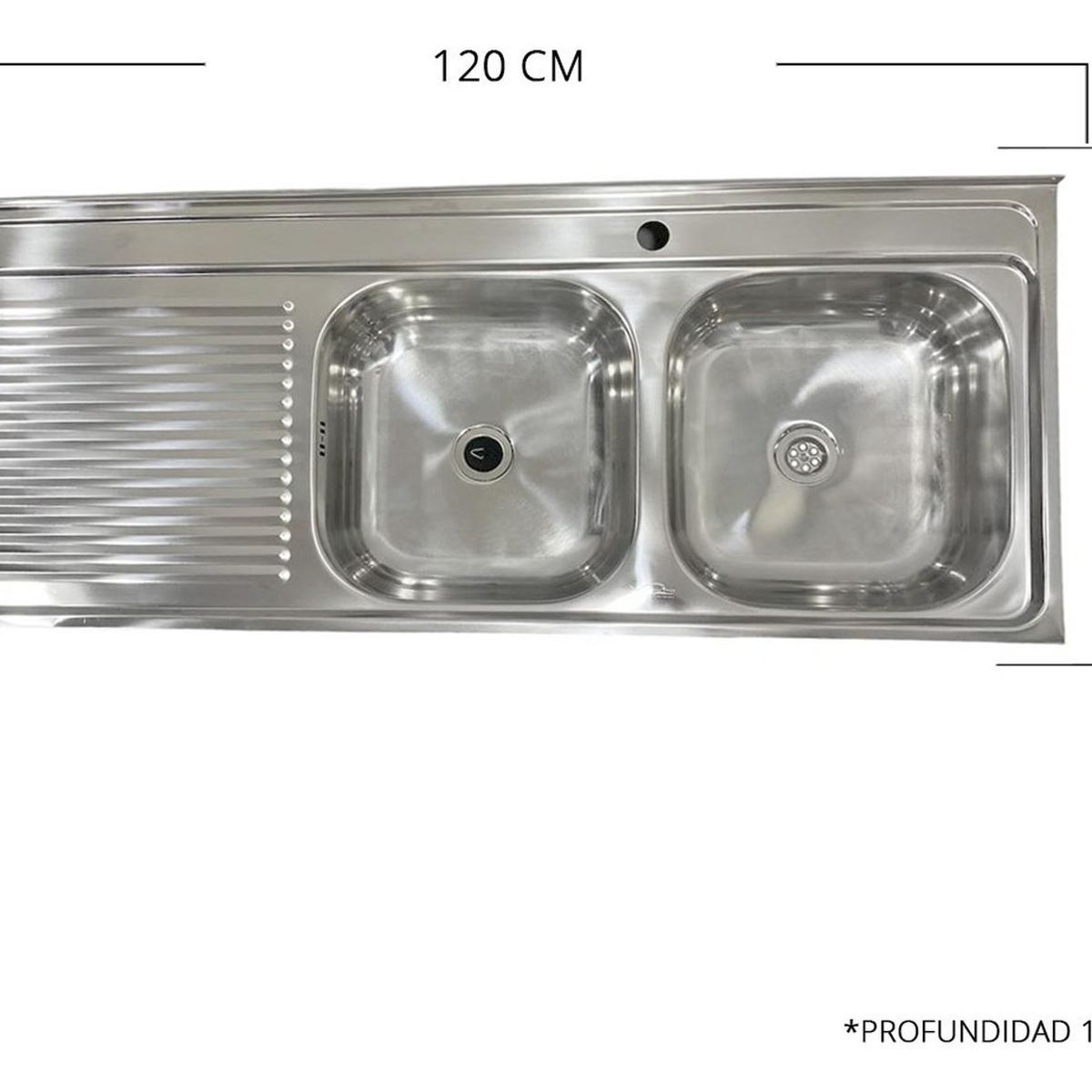 GENERICO - Lavaplatos Izquierdo Doble Sobreponer 120x50 cm