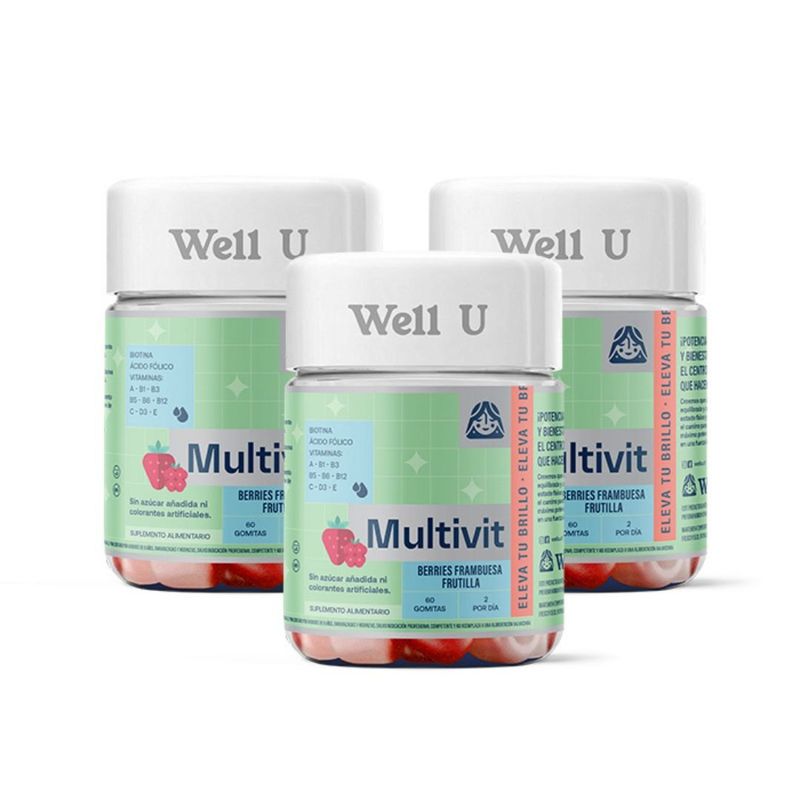 WELL U - PACK X 3 GOMITAS MULTIVITAMINAS 60UN WELL U