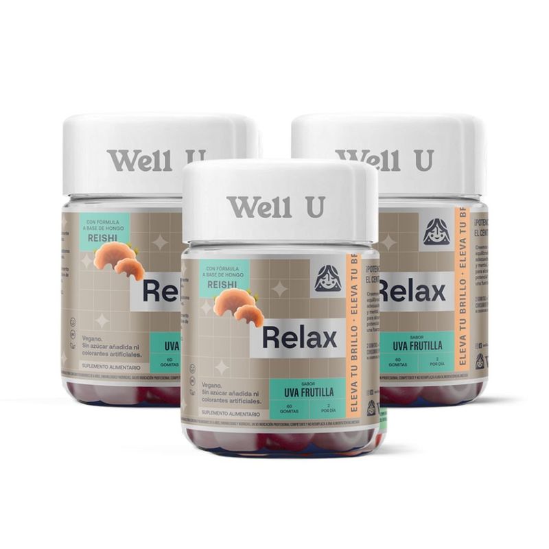 WELL U - PACK X 3 GOMITAS REISHI RELAX VEGANAS 60UN WELL U