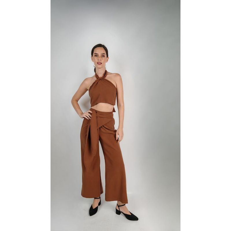 LA MURA - Pantalón Sara Cupro Chocolate